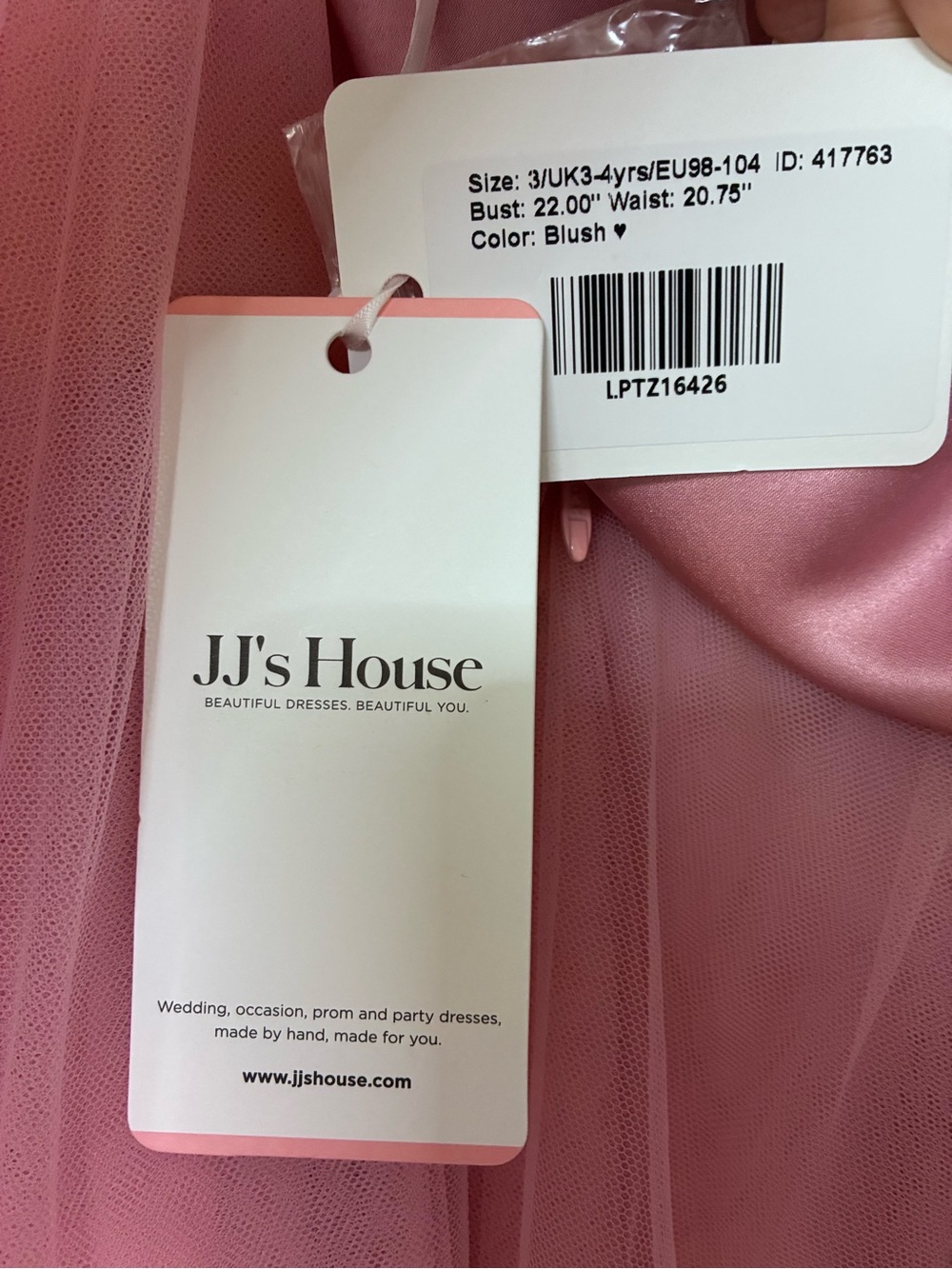 JJs House Blush Pink Tulle Party Dress with Satin Bodice - Picture 3 of 5